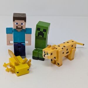 Minecraft Figures Steve Creeper Ocelot Axolotl